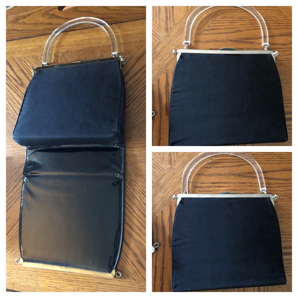 3 in 1 Blue Handbag w Lucite Handle - Picture 9 of 13